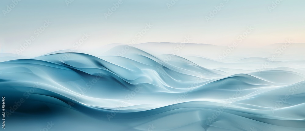Fototapeta premium Abstract blue waves and smooth flowing textures creating a calming and serene atmosphere, perfect for backgrounds or artistic designs.