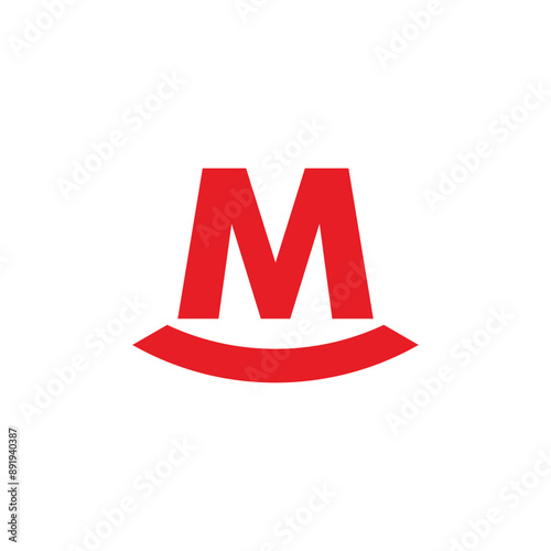 letter m red carpet font simple geometric logo vector