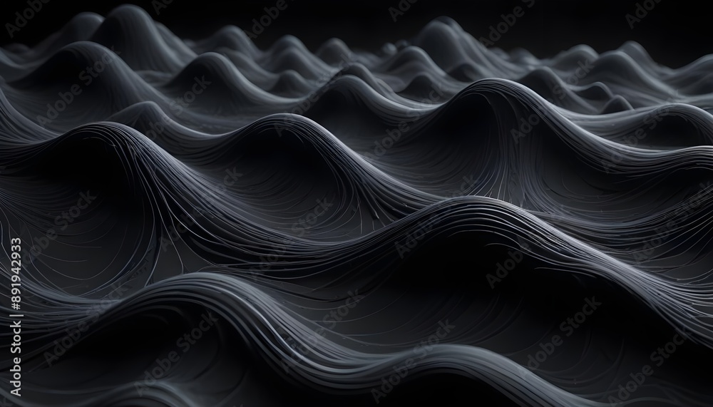 Obraz premium Clear Plain Shiny Soft Vintage Bokeh Cloudy Wave Like Geometric Black Background or Texture