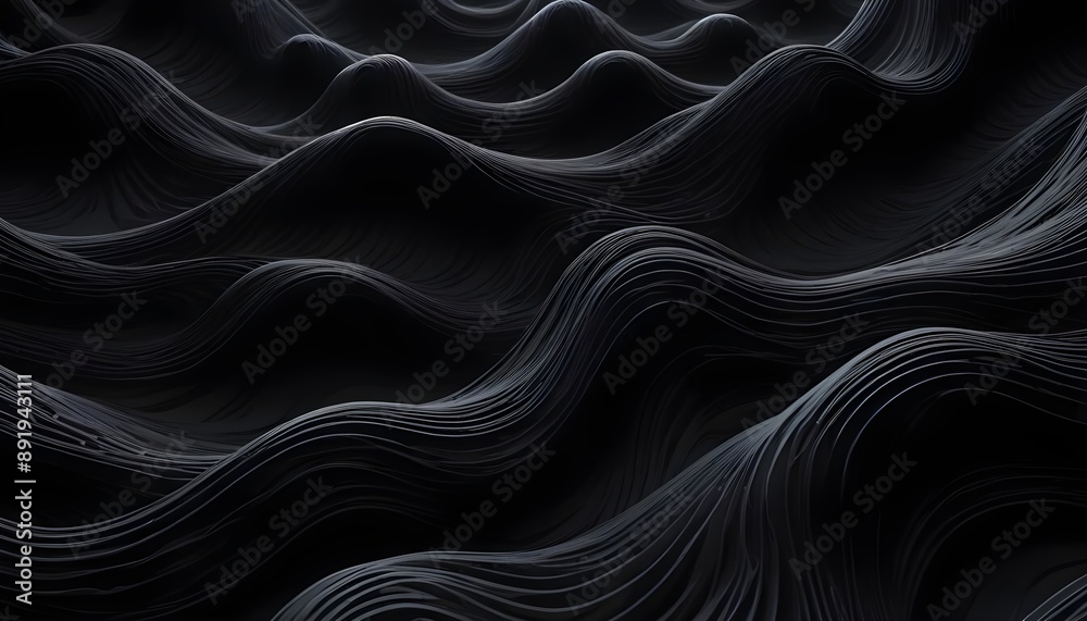 Obraz premium Clear Plain Shiny Soft Vintage Bokeh Cloudy Wave Like Geometric Black Background or Texture