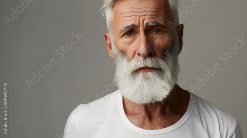 Elderly man with a distinguished white beard, embodying wisdom and experience. Ideal for lifestyle branding, health campaigns, or personal growth projects. Ample copy space. © Arma