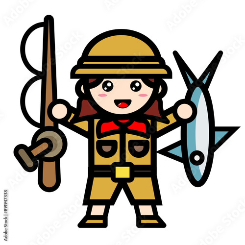 female archaeologist fishing