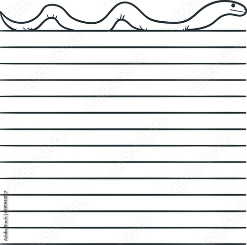A blank or lined sheet with a large cute boa constrictor on the top line.