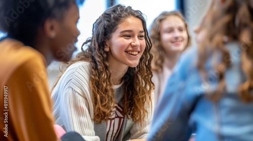 Teacher and students engaging in a lively discussion during a literature class
