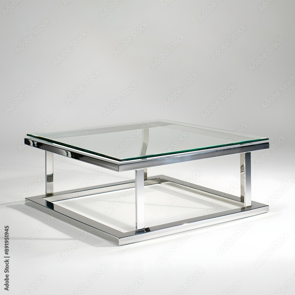 91. **A modern metal and glass coffee table with a minimalist design, standing out against a clean white backdrop.** 91. **A modern metal and glass coffee table with a minimalist design, standing out against a clean white backdrop.**