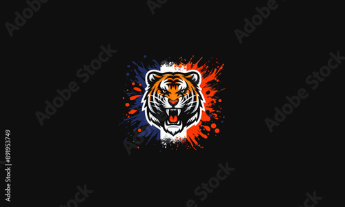 Wallpaper Mural head tiger angry with background flag france vector flat design Torontodigital.ca