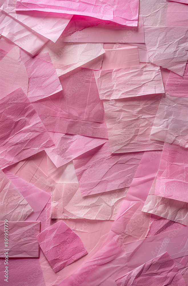 Pink paper napkins in the shape of squares, stacked on top of each other, with a patterned background, hyper-realistic photography. Pink paper napkins in the shape of squares, stacked on top of each other, with a patterned background, hyper-realistic photography.