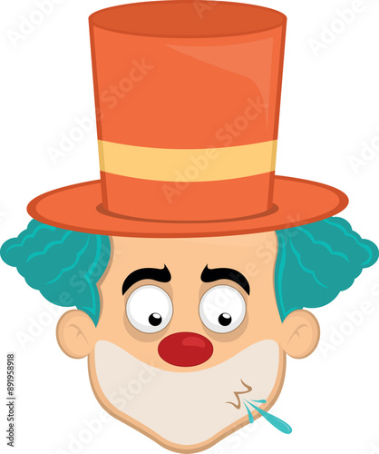 vector illustration face character clown cartoon, spitting saliva