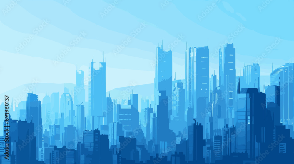A futuristic cityscape with towering skyscrapers under a clear blue sky, modern architecture, clean lines, minimalistic style, highly detailed. minimalistic vector. Illustrations A futuristic cityscape with towering skyscrapers under a clear blue sky, modern architecture, clean lines, minimalistic style, highly detailed. minimalistic vector. Illustrations