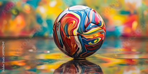 Bola de futebol com cores vibrantes photo