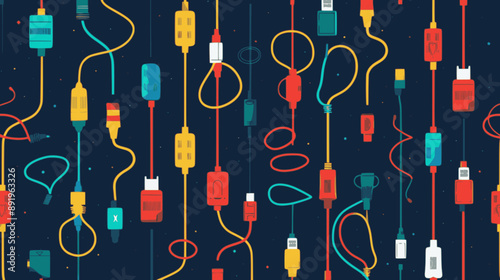 Rows of disconnected extension cords. minimalistic vector. Illustrations
