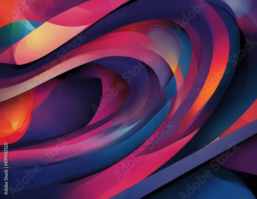 Abstract background features a dynamic display of colorful curves intersecting and flowing across the image in a visually striking manner. 