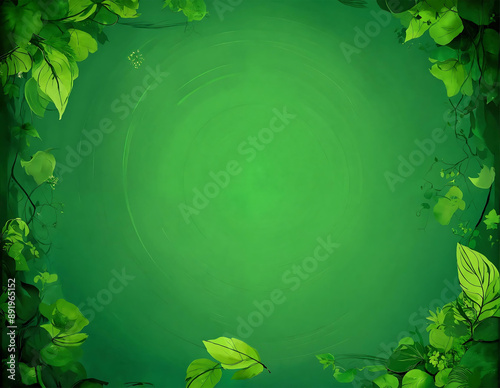 Lush Green Background With Leaves and Vines. Abundant green leaves and twisting vines cover the background in a dense and rich display of nature. 