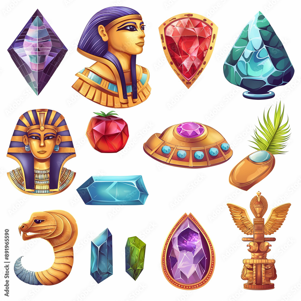 Fototapeta premium Asset of Egyptian for mobile game, slot game element, video game, Illustration