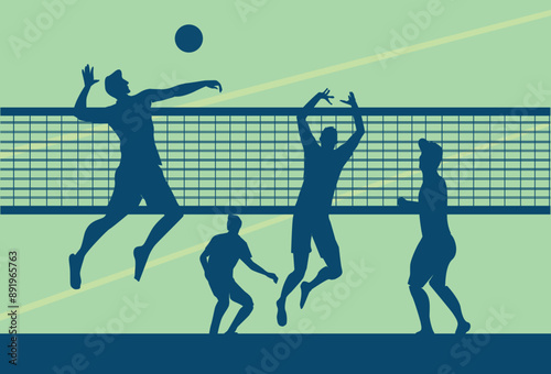 Premium Illustration of beach volleyball players playing together best for your digital graphic and print	
