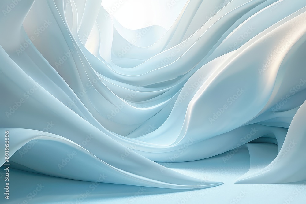 Abstract Flowing White Fabric with Soft Light and Shadows Creating a Serene and Elegant Atmosphere Abstract Flowing White Fabric with Soft Light and Shadows Creating a Serene and Elegant Atmosphere