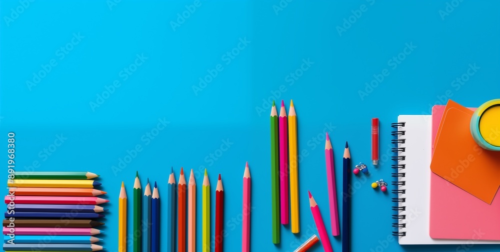 Fototapeta premium Back to school supplies background. Generative AI.