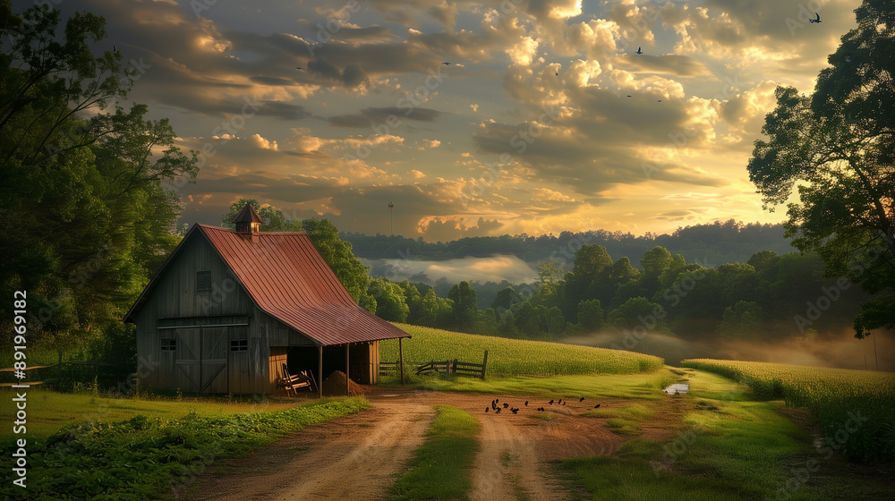 Rustic barn in a rural countryside Rustic barn in a rural countryside