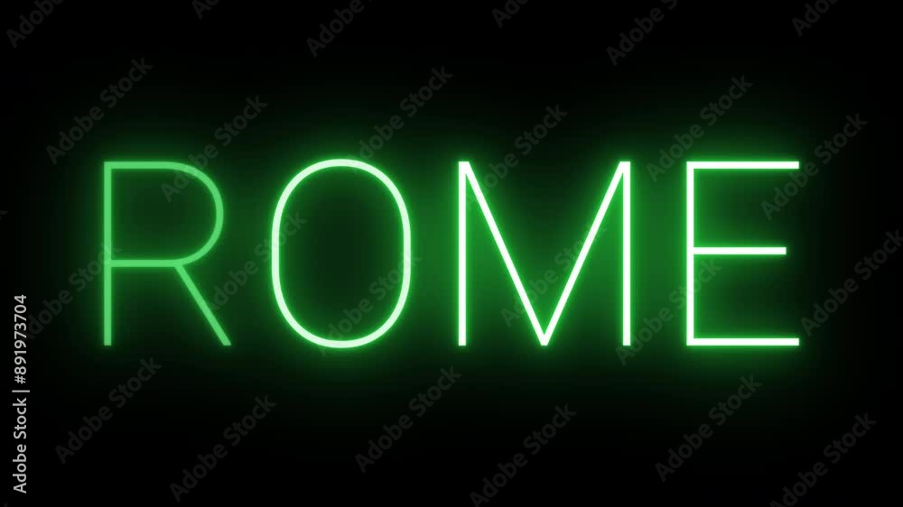 Flickering neon green Rome text animated on a black background Flickering neon green Rome text animated on a black background