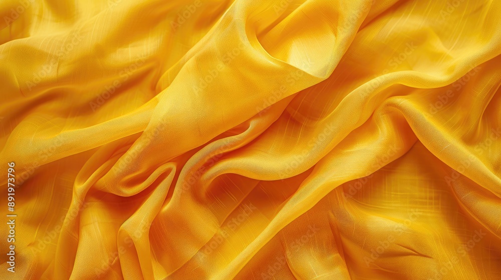 Texture background of clothing with waving yellow mustard cotton fabric Texture background of clothing with waving yellow mustard cotton fabric