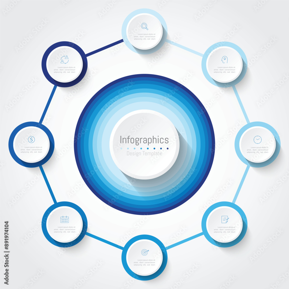 Infographic 8 options design elements for your business data. Vector Illustration. Infographic 8 options design elements for your business data. Vector Illustration.