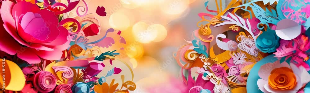Flower origami paper handmade backdrop for event valentine's wedding special day beautiful hand craft art. Summer and spring. Women's day or mother's day concept. Copy space template web banner Flower origami paper handmade backdrop for event valentine's wedding special day beautiful hand craft art. Summer and spring. Women's day or mother's day concept. Copy space template web banner