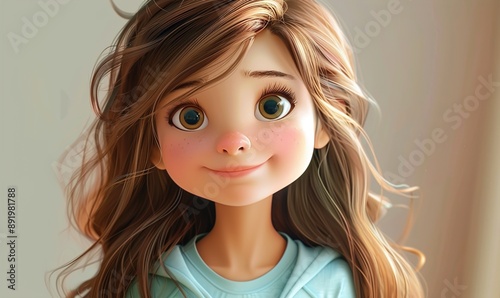 Realistic cartoon human avatar simple beautiful concept on plain background Generate AI