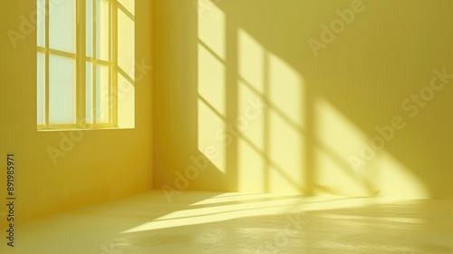 Pastel yellow studio backdrop with window shadows for product showcasing