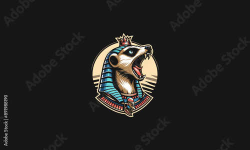 head meerkat wearing anubis hat vector flat design