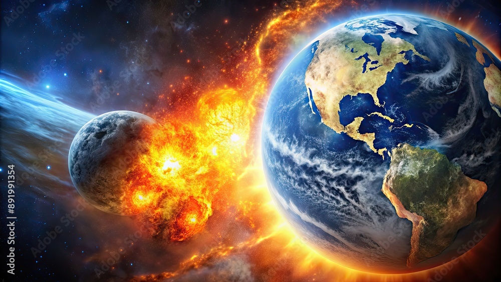 Fototapeta premium Dramatic image of earth going through cycles of creation and destruction, earth, cycle, creation, destruction, nature