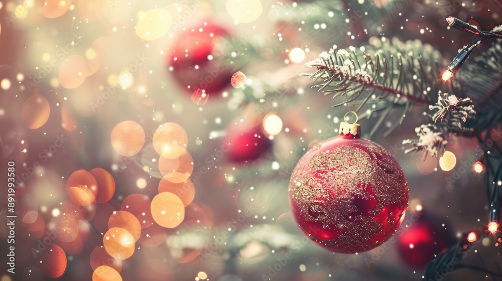 Festive background with bokeh for Christmas and New Year celebrations Vintage film style with retro colors Festive background with bokeh for Christmas and New Year celebrations Vintage film style with retro colors