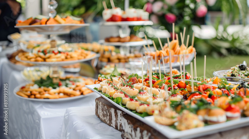 some finger food on a table. Party buffet