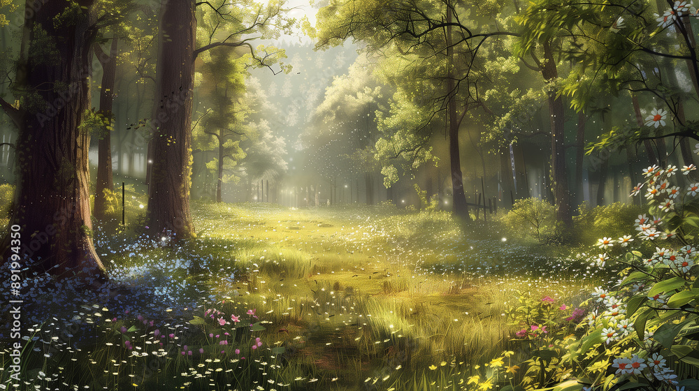 Obraz premium A Spring forest clearing