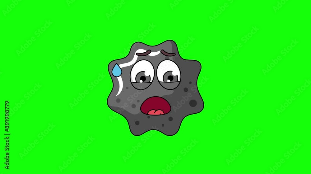 ink emoticon with an expression of sweltering, hot, sweating