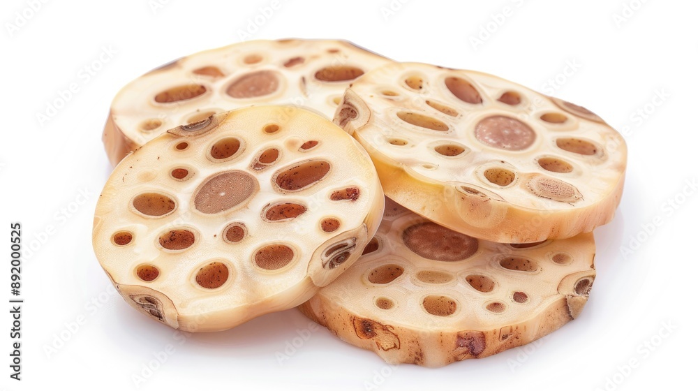 Lotus root slices isolated on white background Lotus root slices isolated on white background