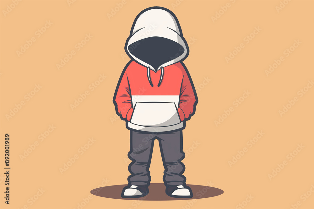 Illustrated v minimalist, clean and bright cartoon featuring a kawaii faceless Gangsta design, perfect as a wallpaper or background