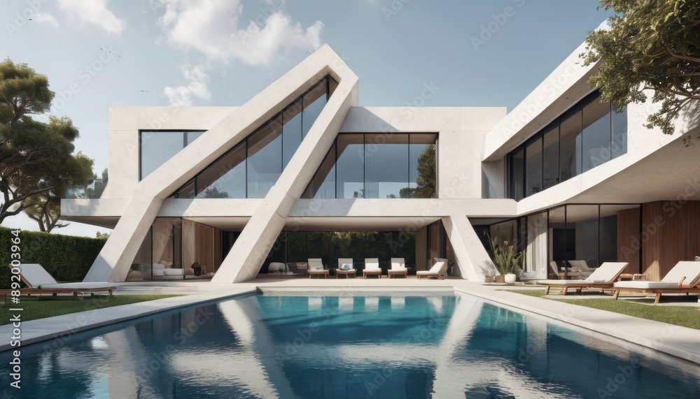 Fototapeta premium Modern Luxury Villa with Swimming Pool.