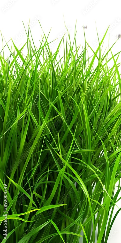 Obraz premium Close-up of dense, vibrant green grass blades, detailed texture and natural sunlight highlighting the freshness.