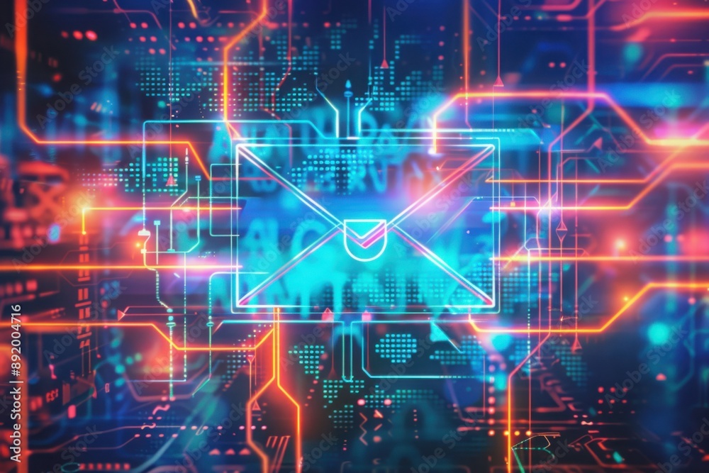 Futuristic Neon Email Icon on Digital Interface
Futuristic Neon Email Icon on Digital Interface