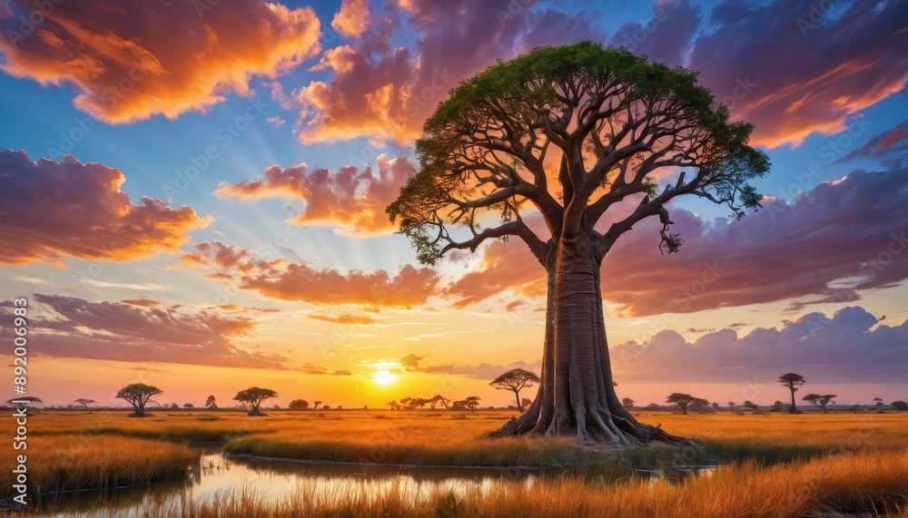 Fototapeta premium Baobab Tree at Sunset.