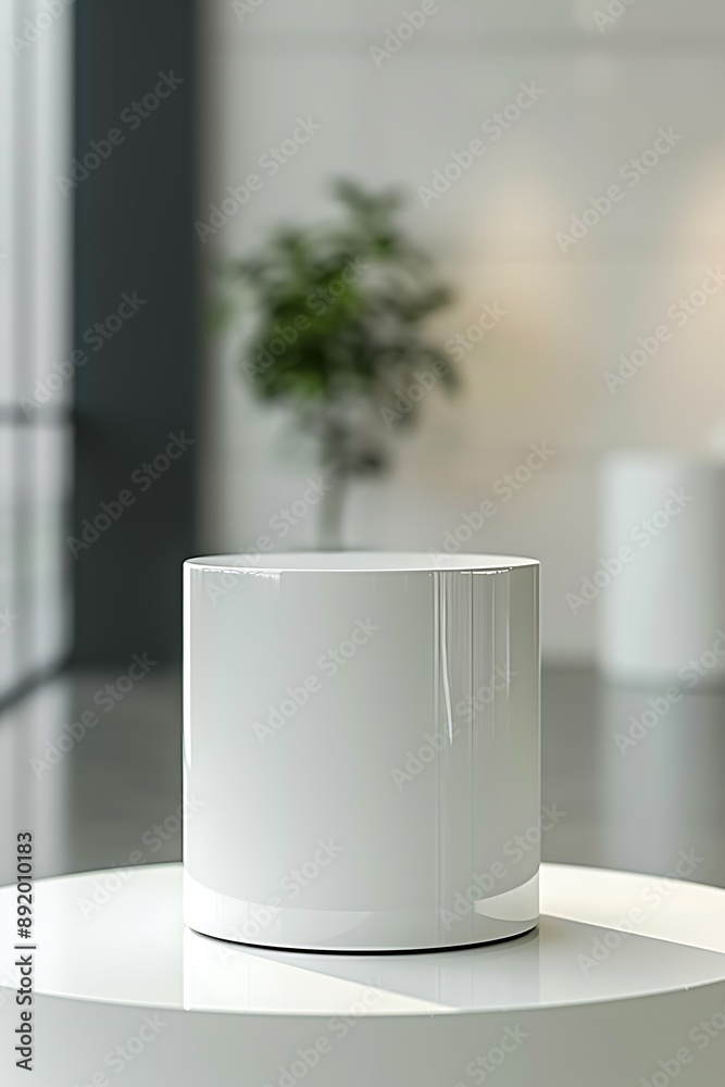 White Cylindrical Pot on a White Table White Cylindrical Pot on a White Table