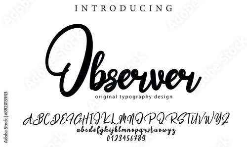 Observer Font Stylish brush painted an uppercase vector letters, alphabet, typeface