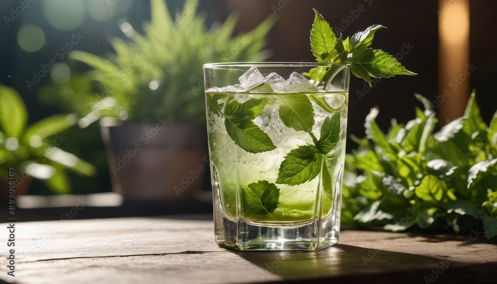 Refreshing Mint Drink with Ice Cubes. Refreshing Mint Drink with Ice Cubes.