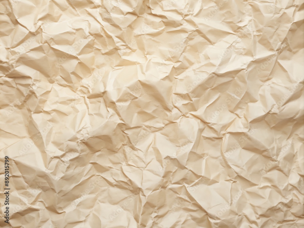 Obraz premium Soft light beige abstract modern background featuring crumpled paper texture, ideal for banner concept or wallpaper, adding subtle sophistication to any design element.