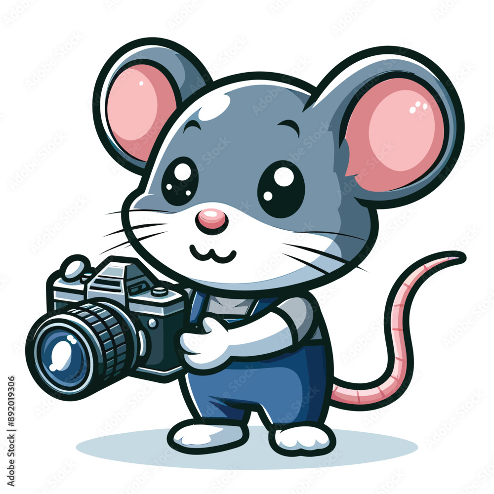 Naklejka premium A mouse with a camera Adobe Illustrator Artwork