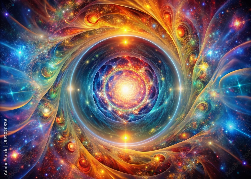 Vibrant, mesmerizing abstract depiction of a cosmic portal with swirling colors, radiant glow, and hypnotic patterns, evoking a sense of otherworldly mysticism and infinite possibilities. Vibrant, mesmerizing abstract depiction of a cosmic portal with swirling colors, radiant glow, and hypnotic patterns, evoking a sense of otherworldly mysticism and infinite possibilities.