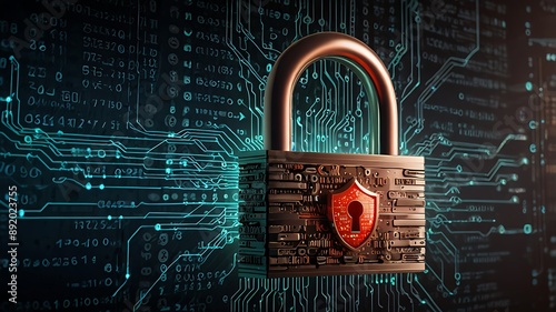 Wallpaper Mural Padlock and keyhole on circuit board  a concept symbolizing security on digital platforms. Suitable for cybersecurity and data protection concepts Torontodigital.ca