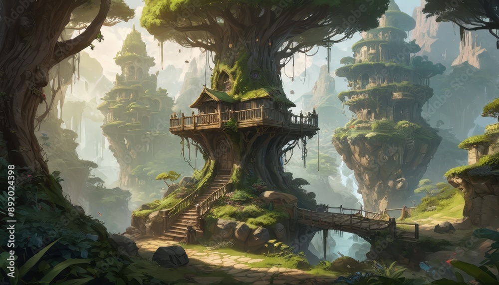 Fototapeta premium Enchanting Treehouse Village.