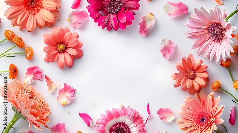 Floral Frame: Delicate Pink and Peach Blossoms Floral Frame: Delicate Pink and Peach Blossoms
