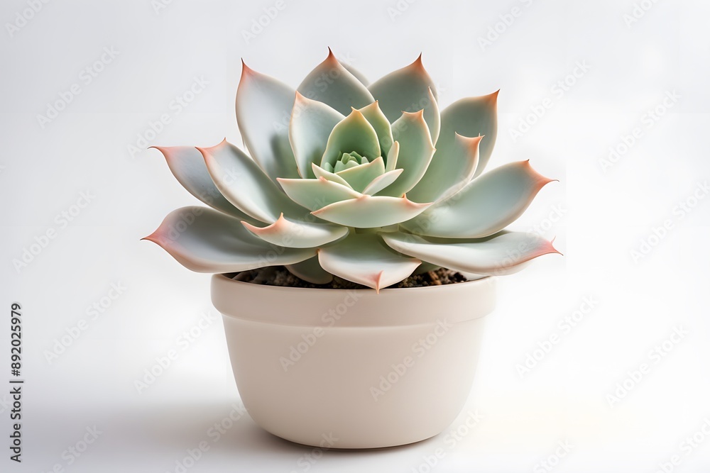 Ghost echeveria plant in pot plain background, AI generated Ghost echeveria plant in pot plain background, AI generated